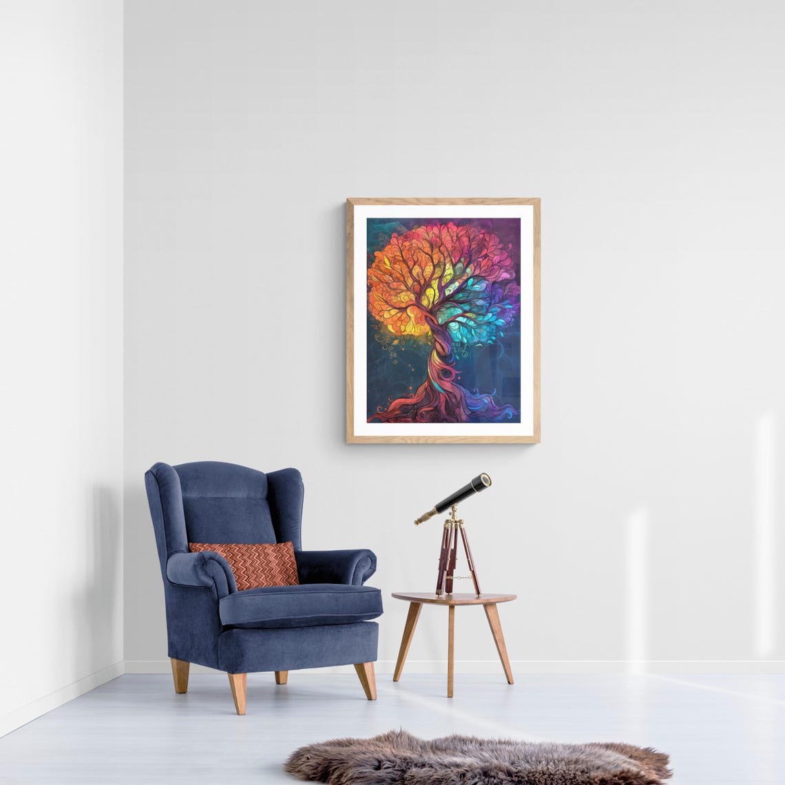 Rainbow Tree Of Life Vibrant Abstract Botanical Spiritual Wall Poster - Image 4
