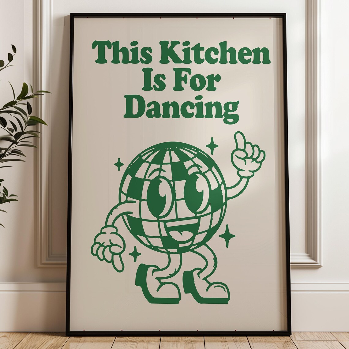 This Kitchen Is For Dancing Retro Disco Ball Poster