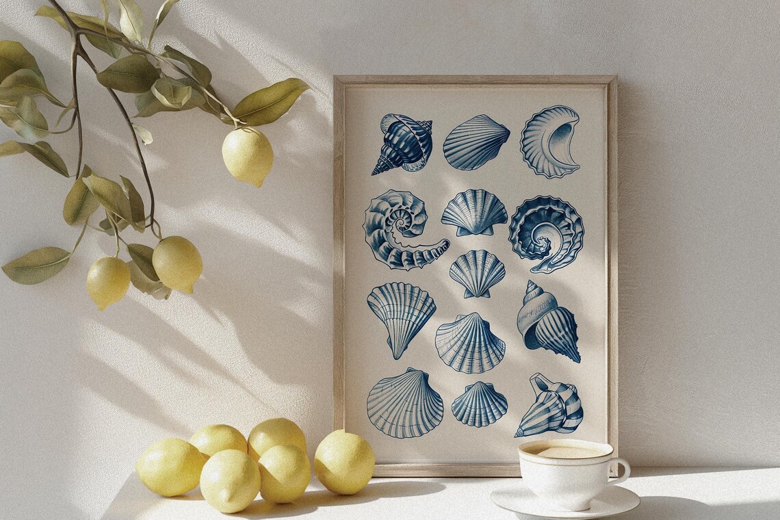 Seashell Vintage Coastal Minimalist Sea Art Print - Image 3
