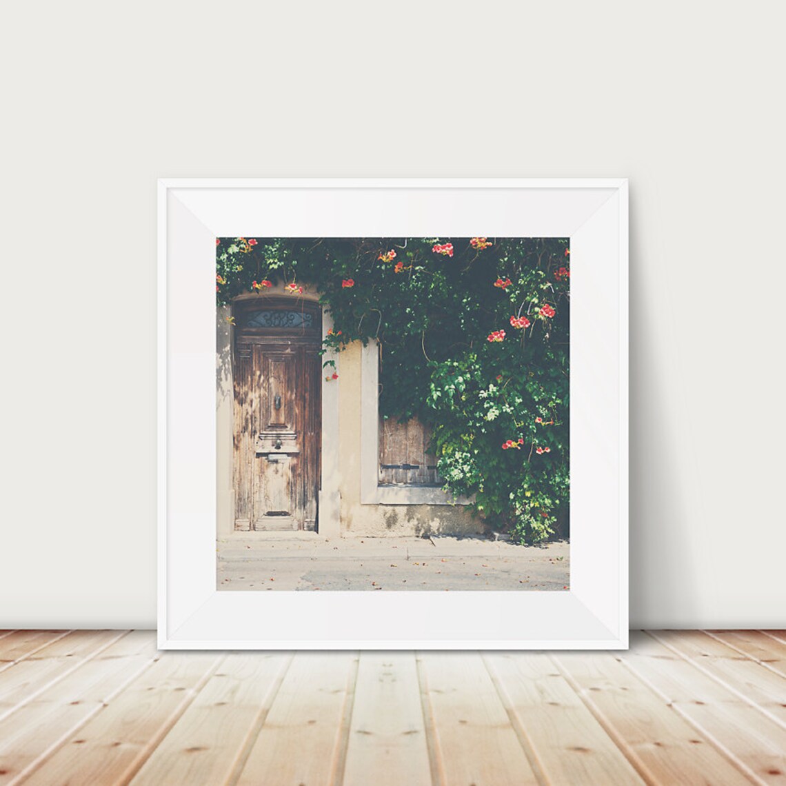 French Door Photograph Decor Red Flower South Of France Meze Print Travel