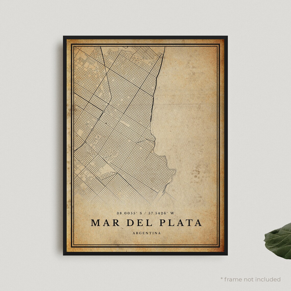 Mar Del Plata Vintage Map, Retro Travel Poster