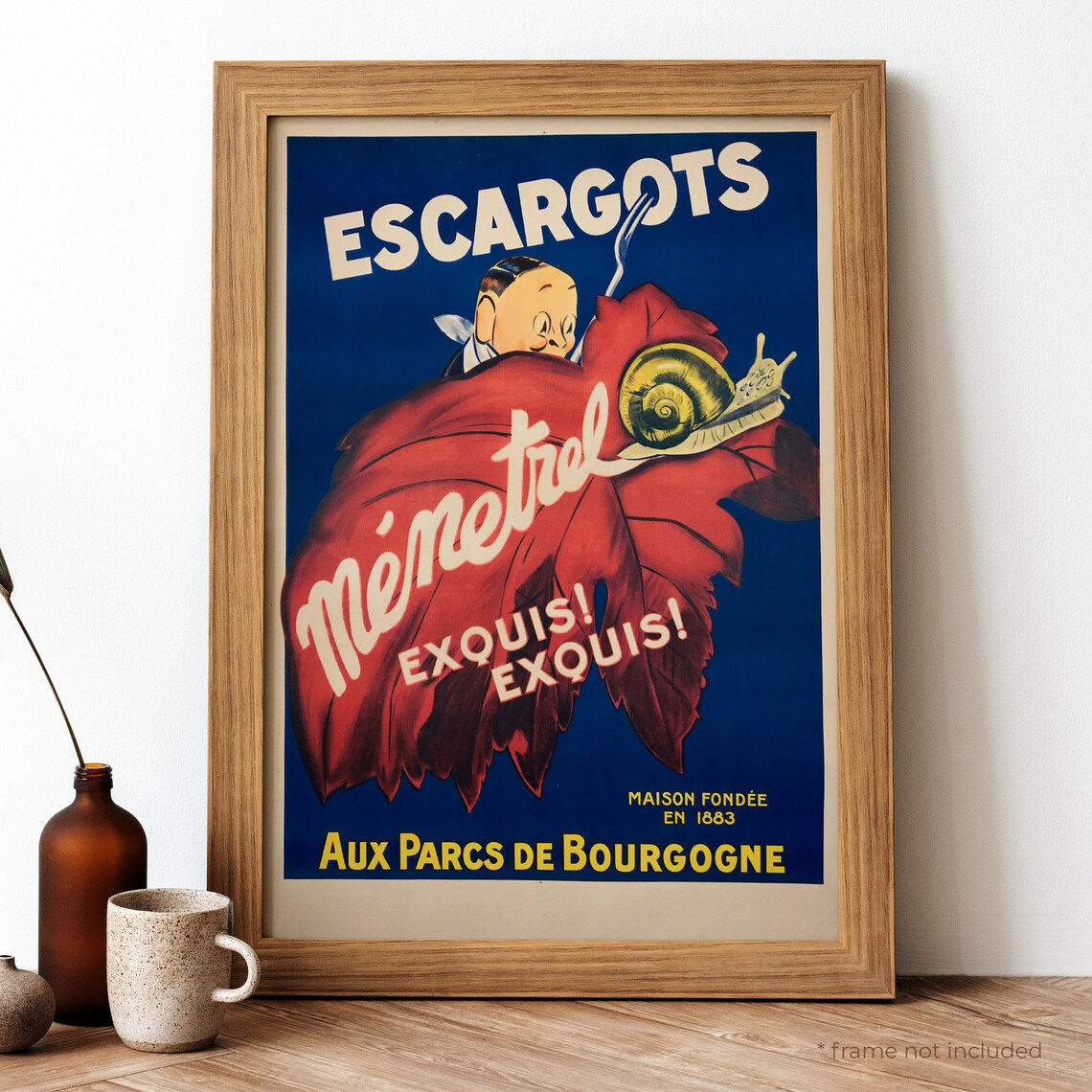 Escargots Menetrel Vintage Poster, French Food Print