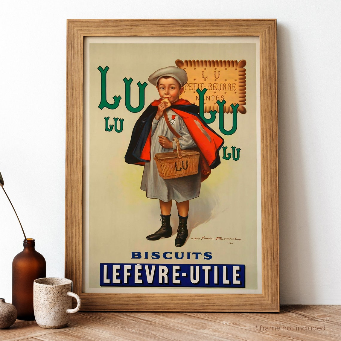 Vintage LU Biscuits Lefevre Utile 1898 French Advertising Poster