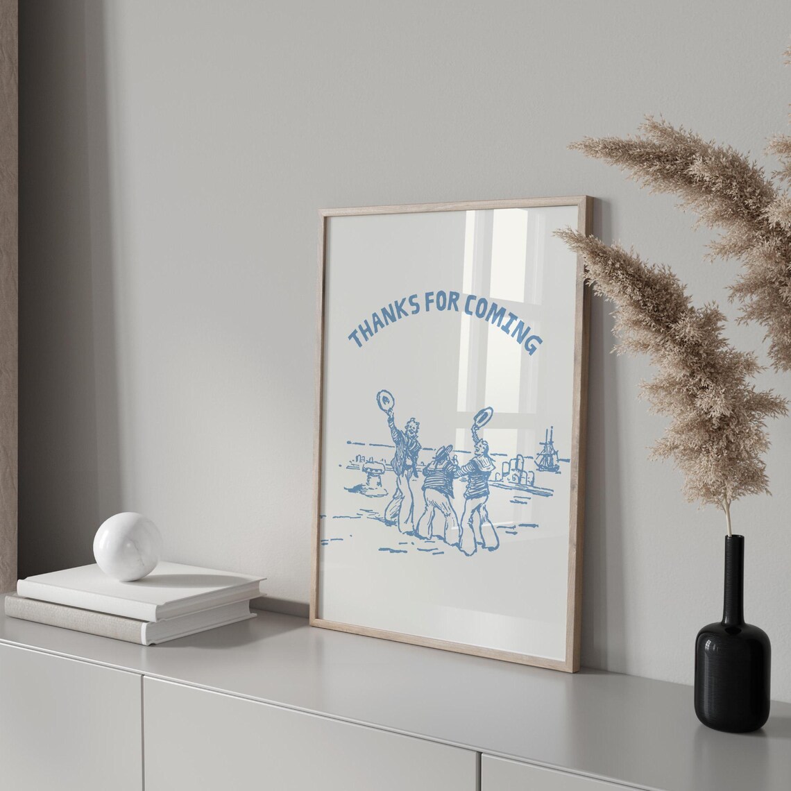 Thanks For Coming Sailors Waving Blue Nautical Coastal Art Poster - Image 3