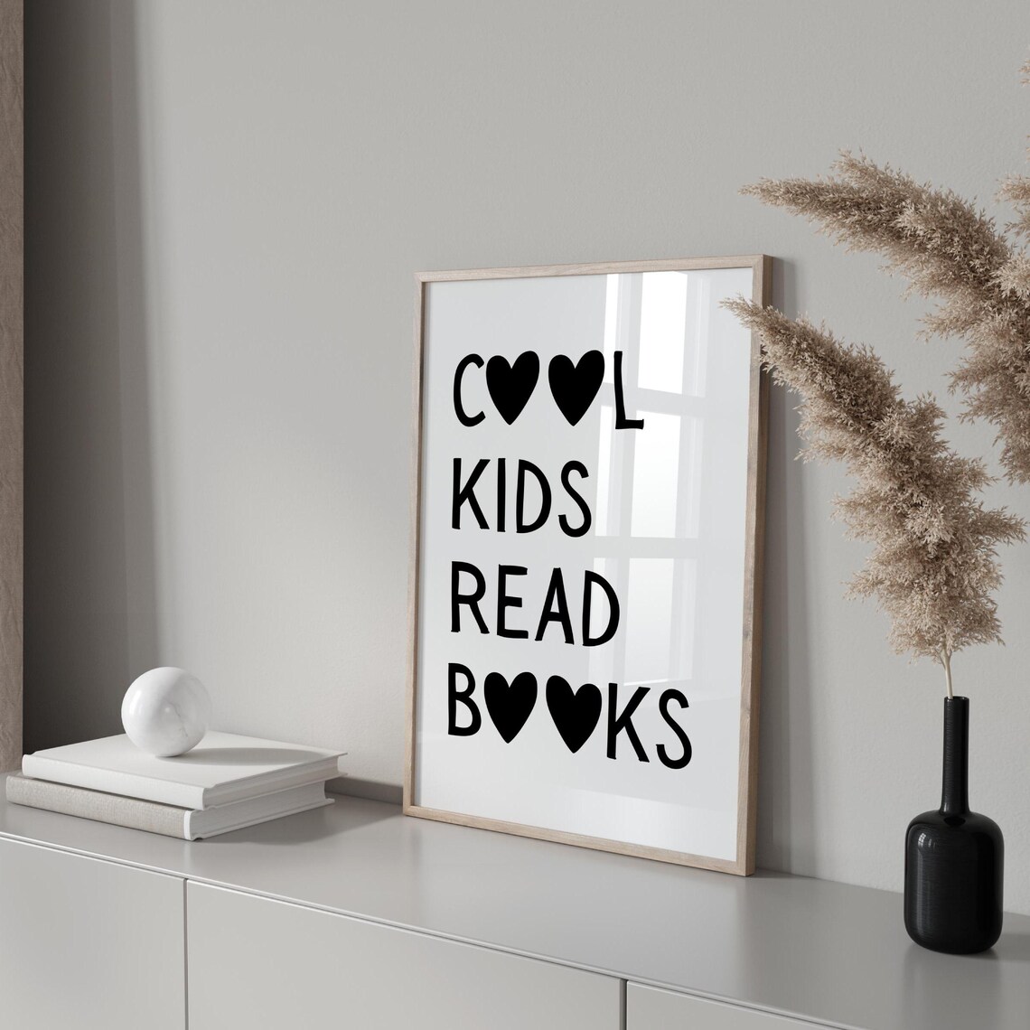Cool Kids Read Books Heart Typography Kids Room Playroom Poster - Image 3