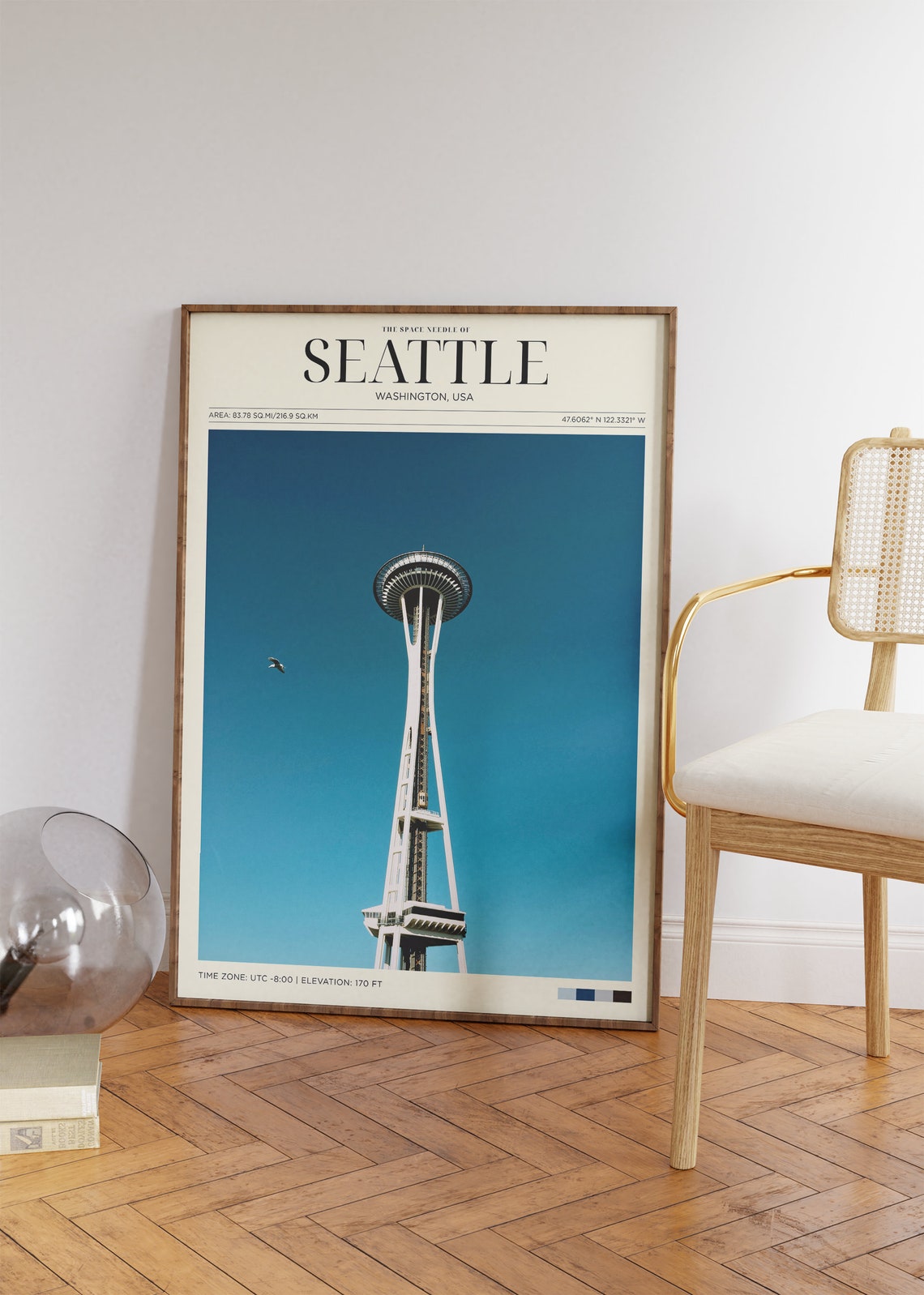 Seattle Space Needle Blue Sky Landmark Photography Travel Poster - Image 2