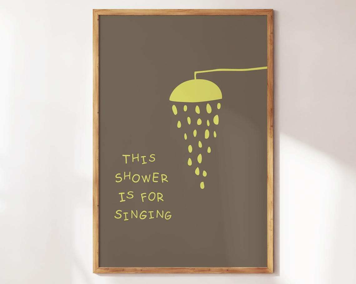 This Shower Is For Singing Print Aesthetic Bathroom Decor Shower Singing Poster Retro Preppy Bathroom Art Trendy Dorm Cute Wall Art - Image 2