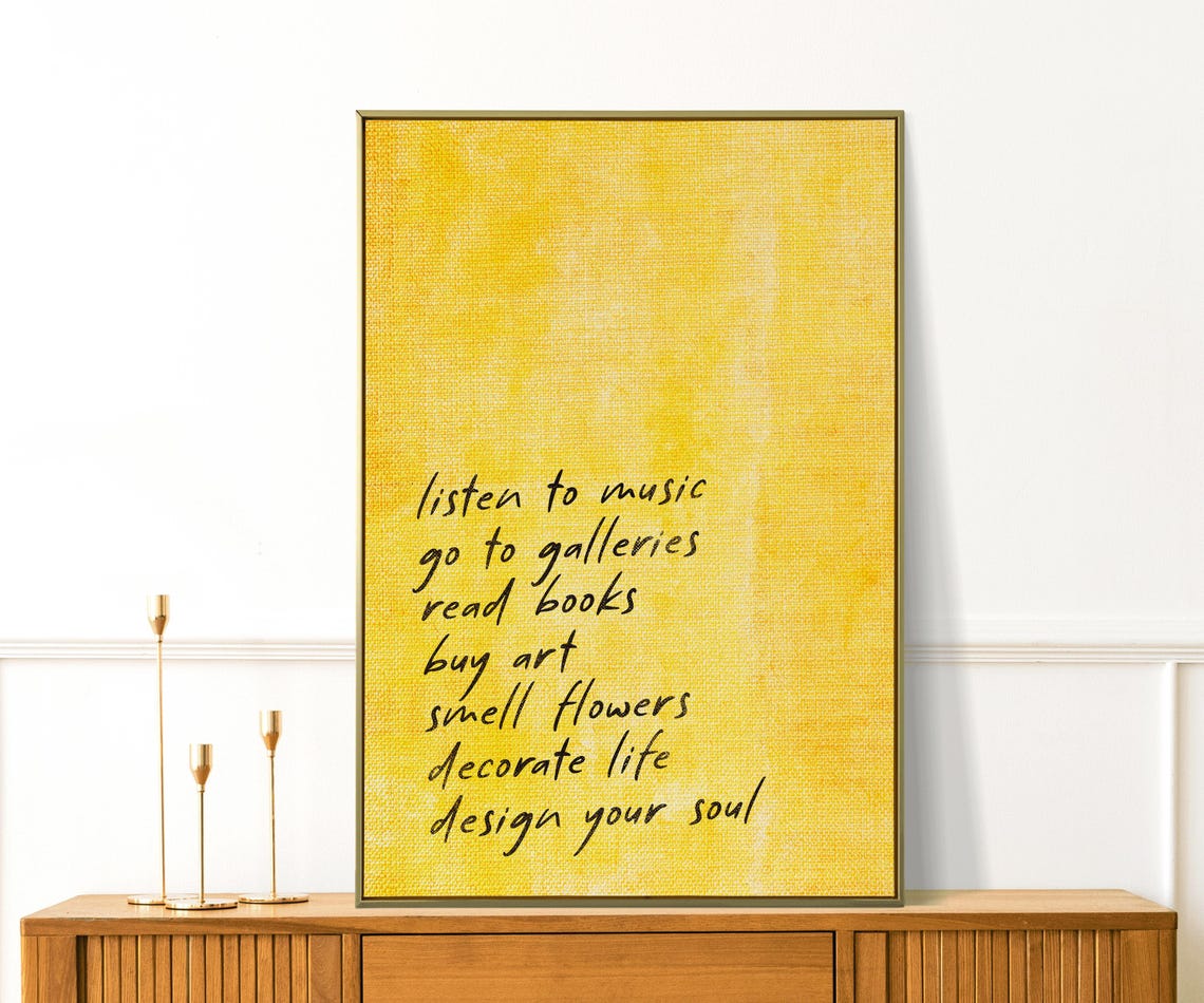 Romanticize Life Handwritten Affirmation List Mustard Yellow Art Print - Image 2