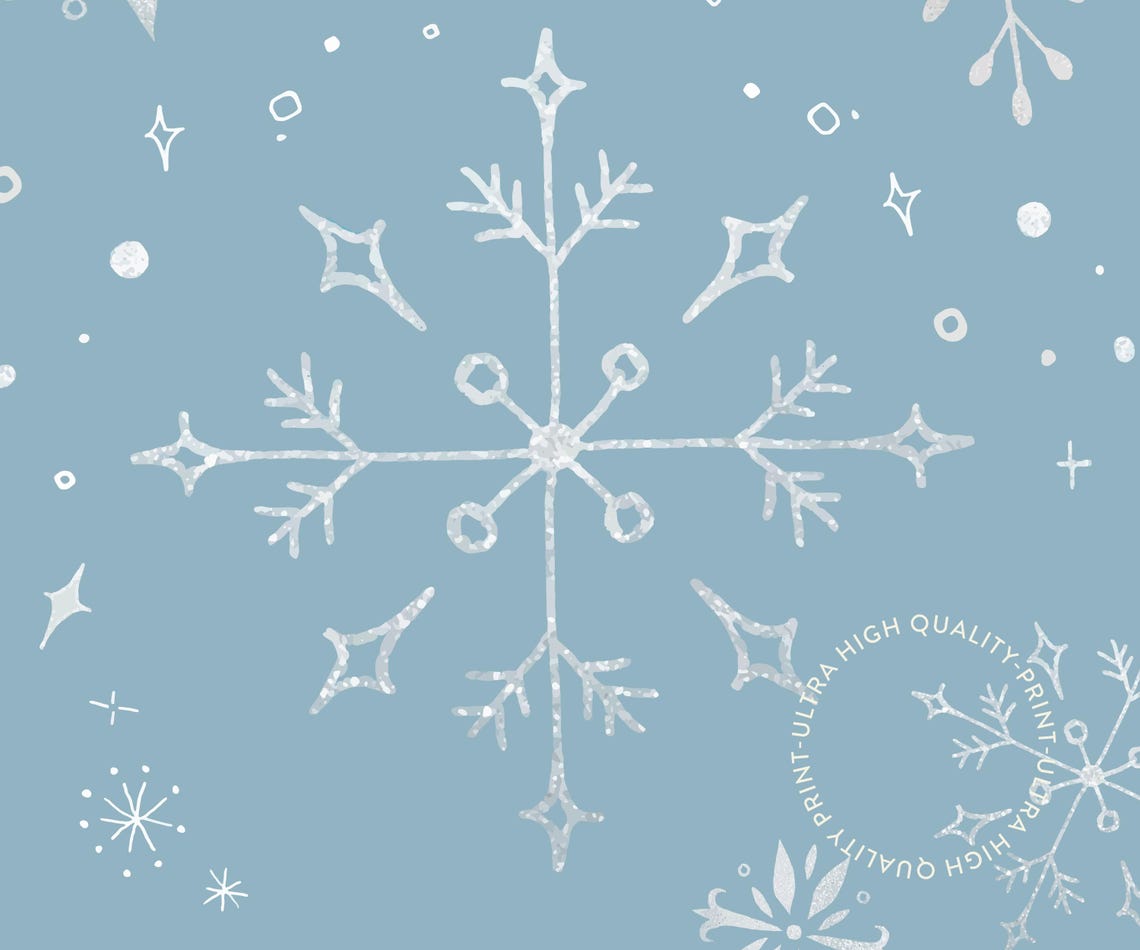 Dusty Blue Snowflake Pattern Winter Christmas Wall Art Poster - Image 5