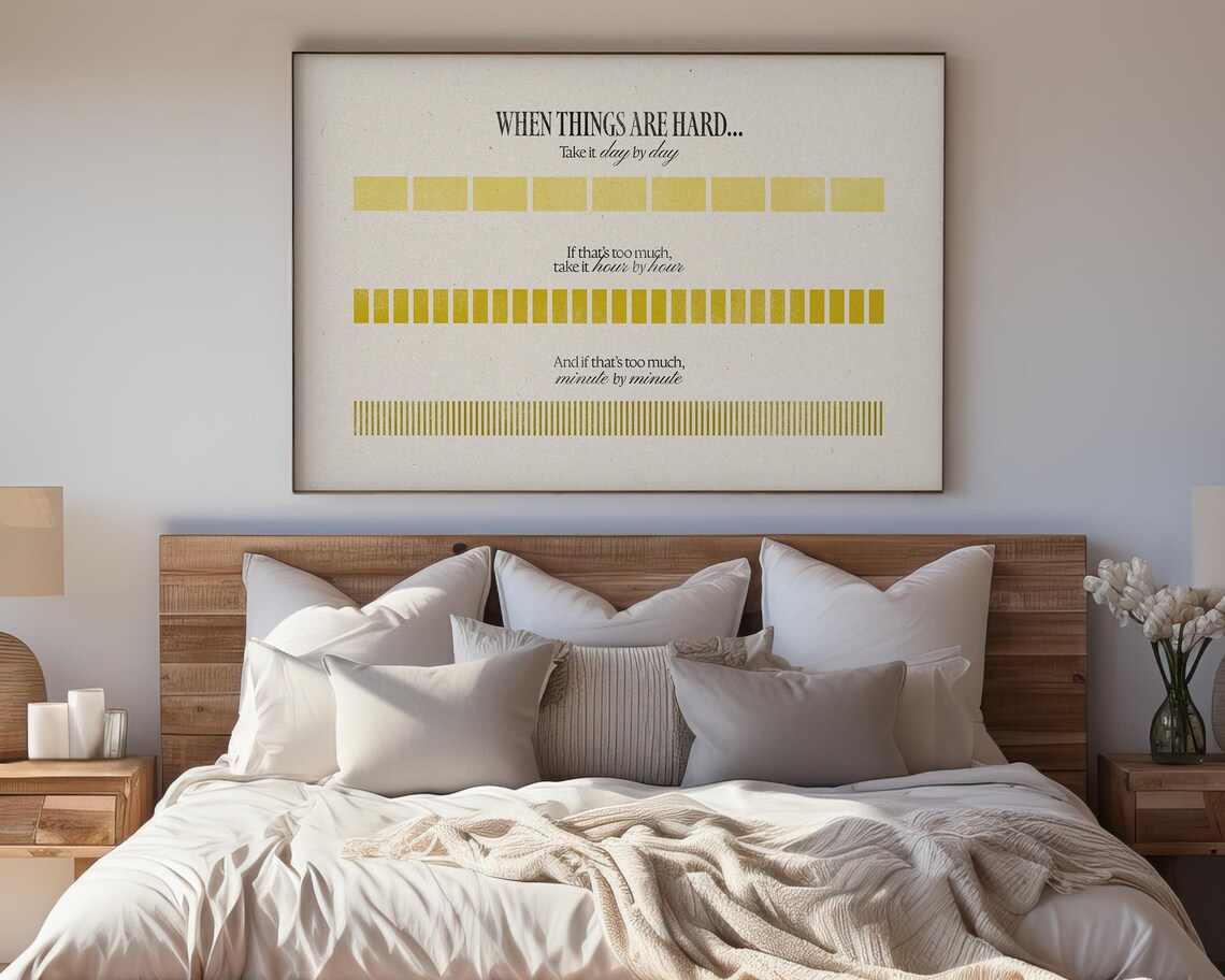 When Things Are Hard Day By Day Yellow Bar Mental Health Wall Art Print - Image 4