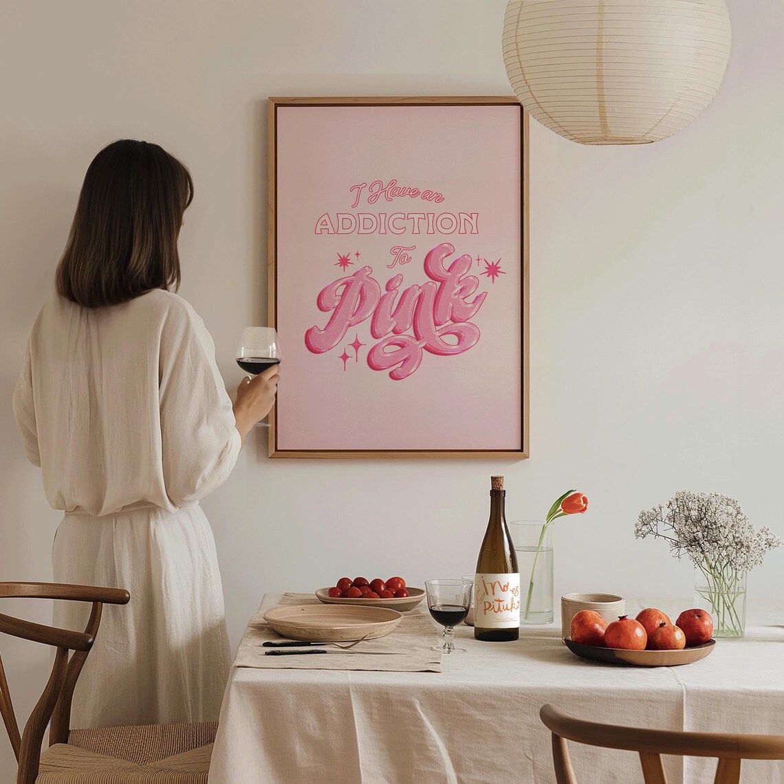I Have An Addiction To Pink Quote Retro Glossy Balloon Letter Poster - Image 3
