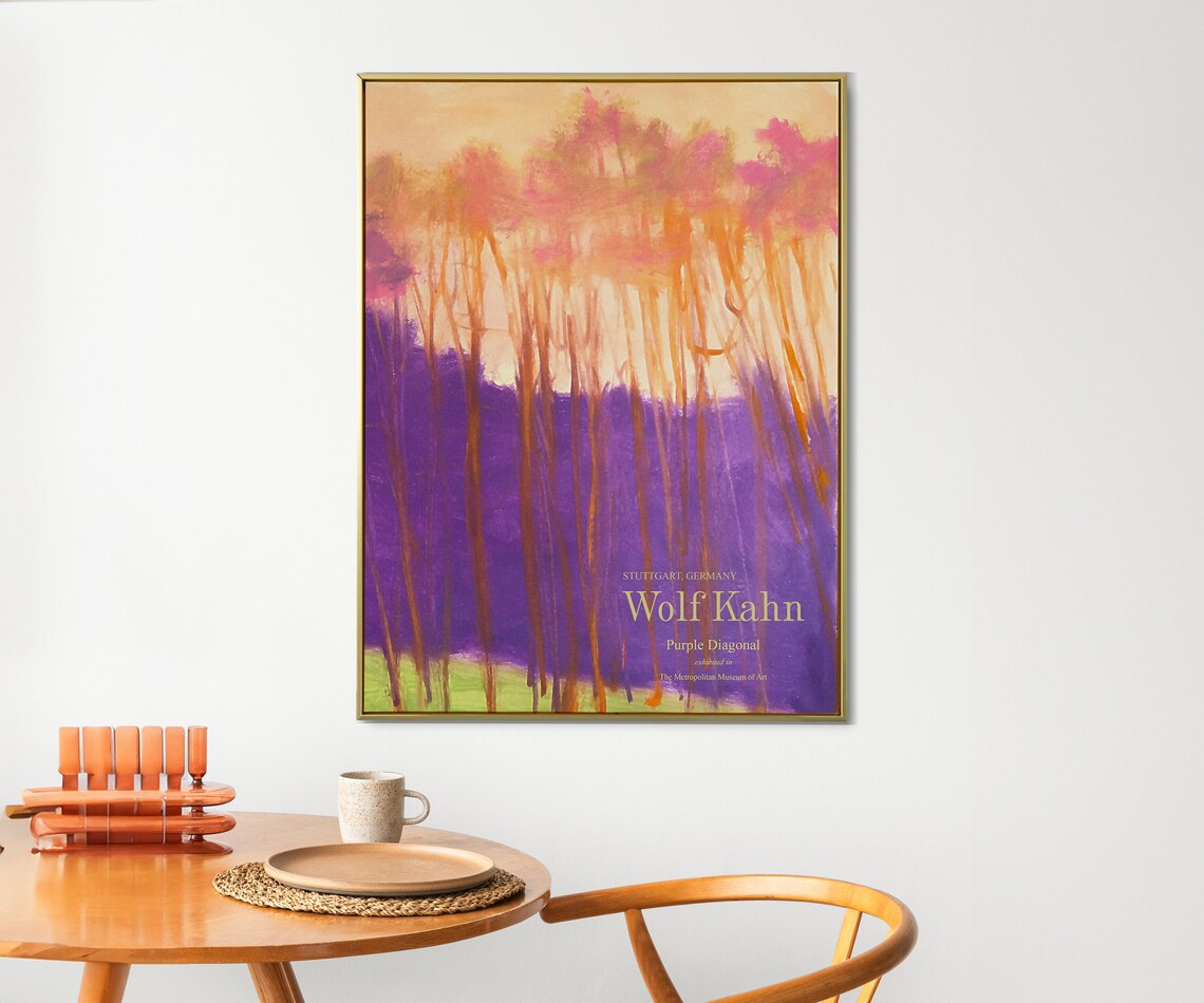 Wolf Kahn Purple Diagonal Violet Forest Landscape Modern Exhibition Poster - Image 2