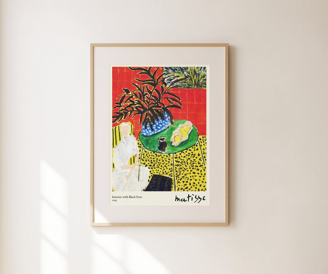 Henri Matisse Interior With Black Fern 1948 Red Botanical Art Print - Image 2