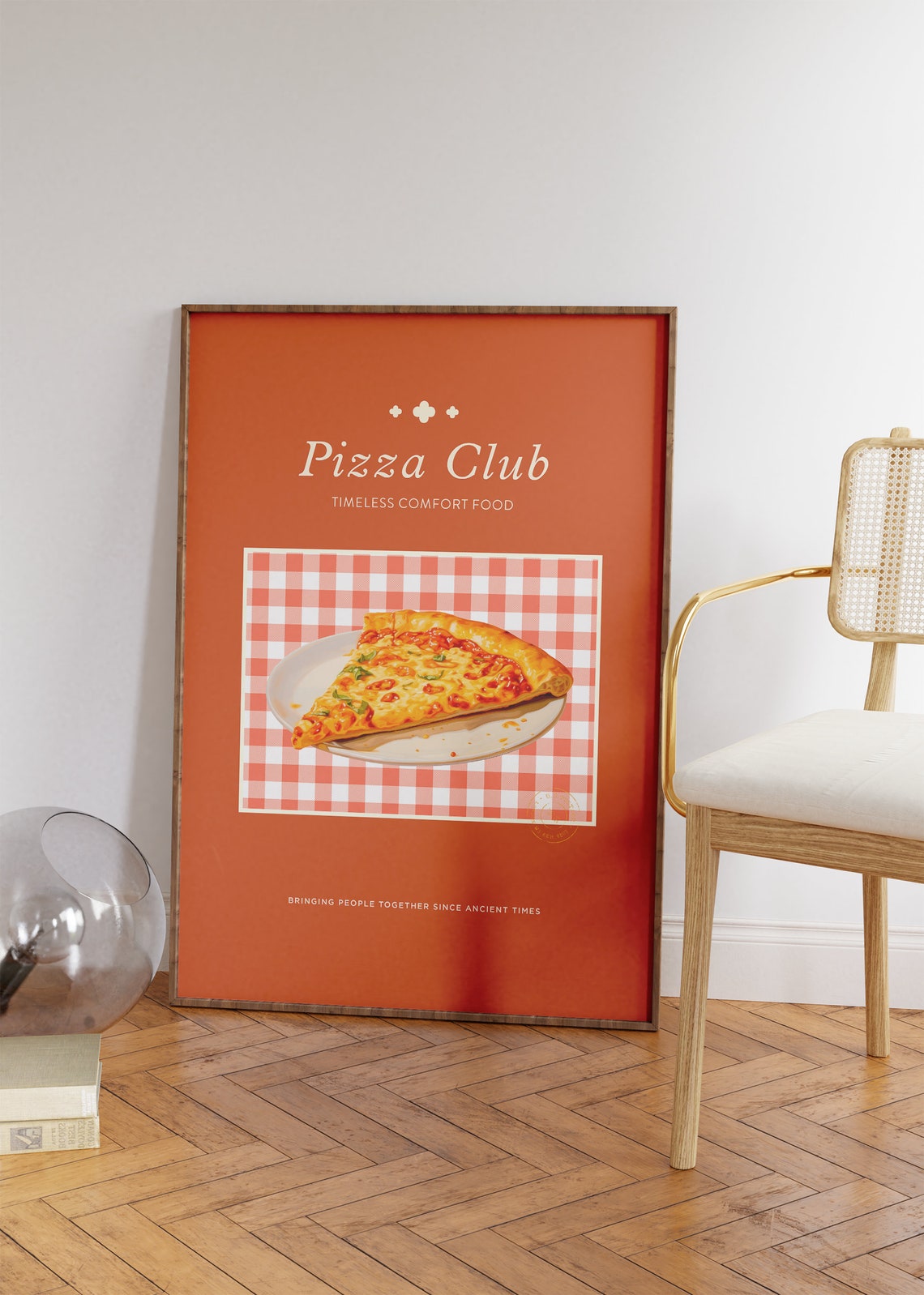 Pizza Club Timeless Comfort Food Retro Red Kitchen Wall Art Poster - Image 2