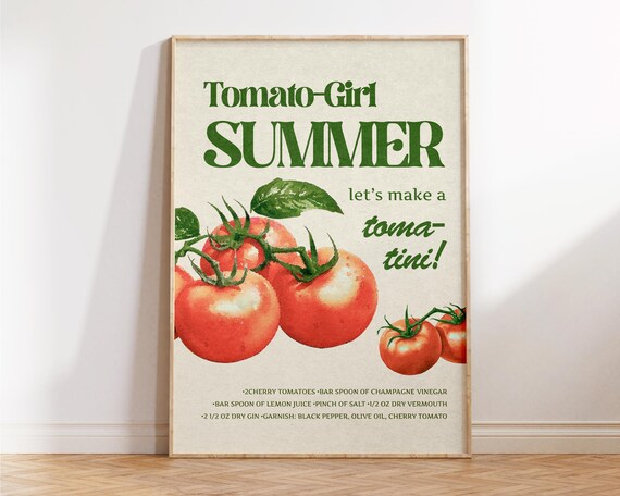 Tomato Girl Summer Toma Tini Recipe Vintage Kitchen Wall Print Poster