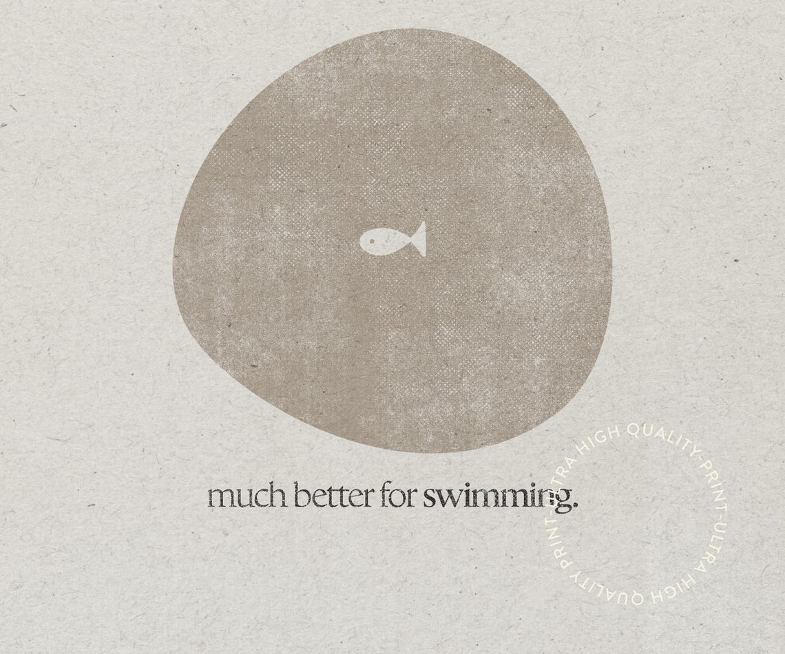 Its Scarier And Much Better For Swimming Print Cute Office Decor Inspirational Quotes Retro Apartment Decor Preppy Self Love Prints - Image 5