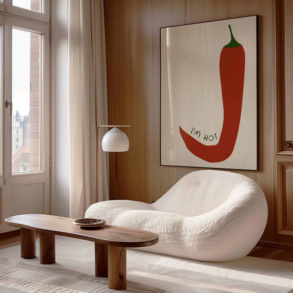 I'm Hot Red Chili Pepper Funny Retro Minimalist Kitchen Decor Poster - Image 2