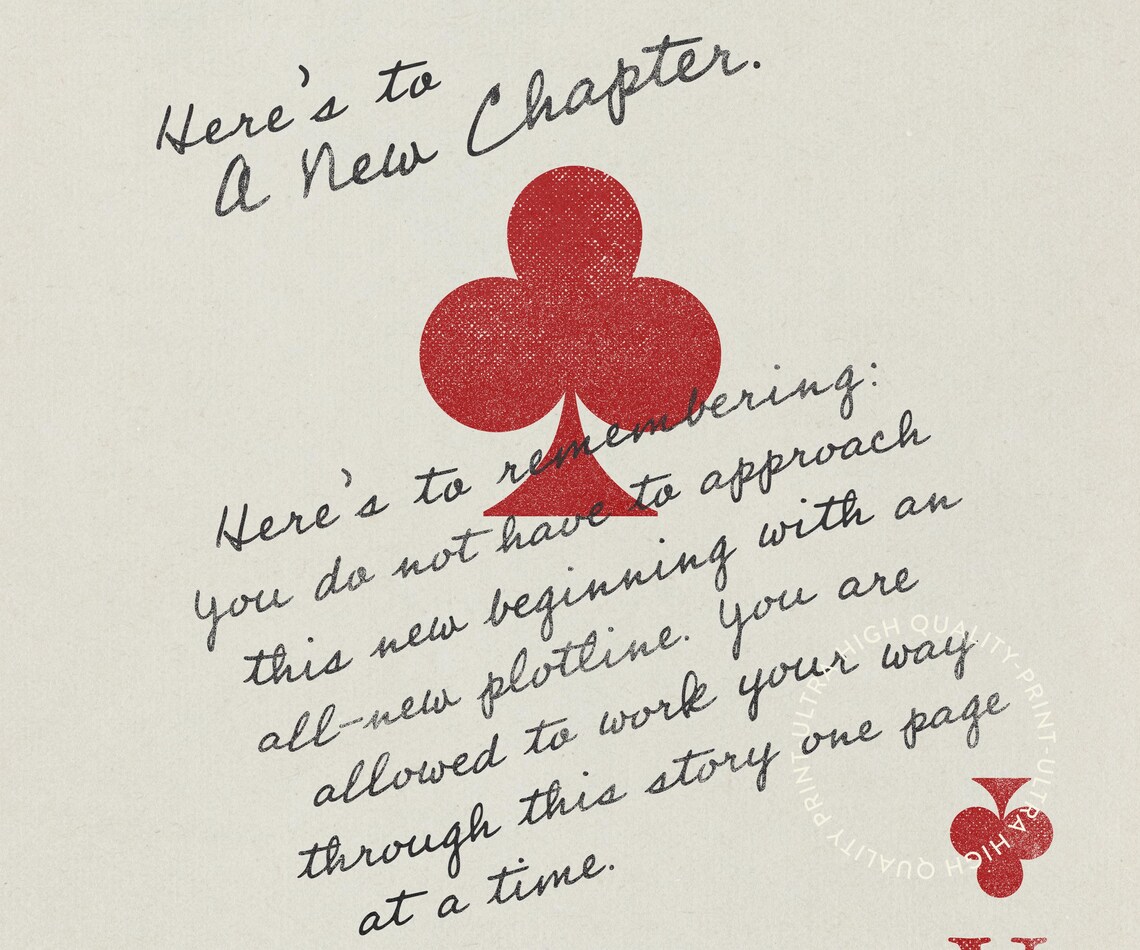 Heres To A New Chapter Red Ace Of Clubs Affirmation Wall Art Print Poster - Image 5