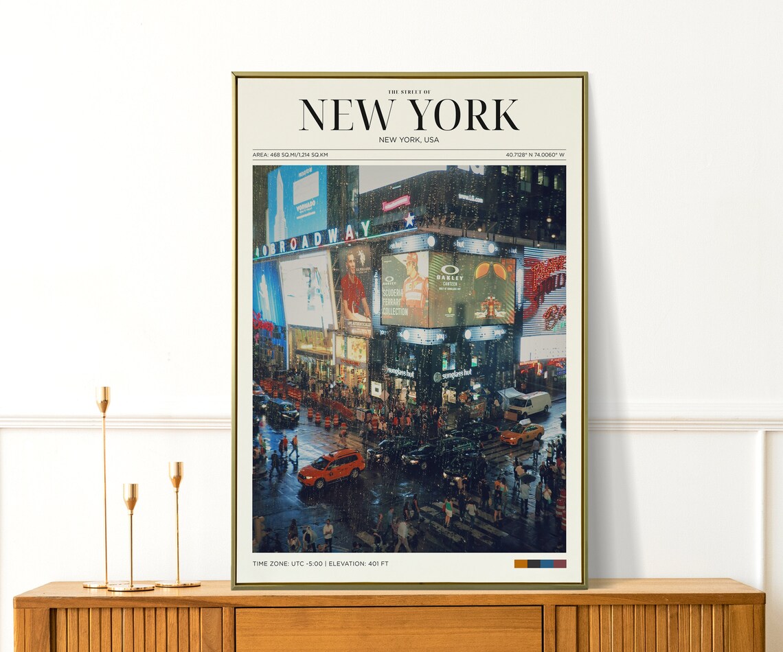 Travel Poster Street At New York Poster Vintage Posters In New York Print For Living Room Large Modern Office Wall Art - Image 2
