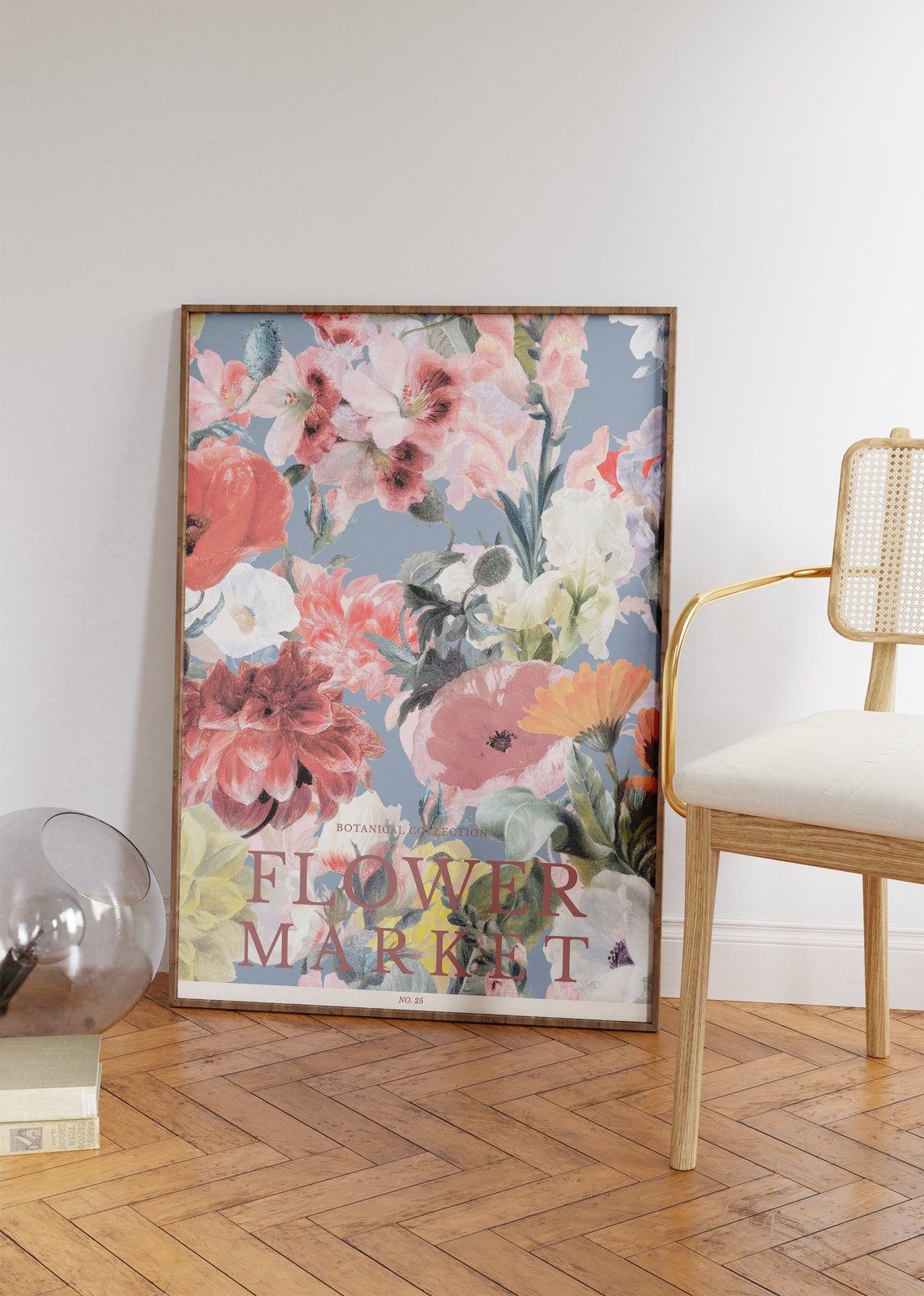 Flower Market No 25 Botanical Collection Blue Floral Wall Art Print - Image 2