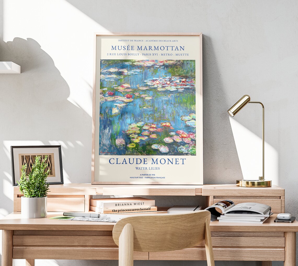 Claude Monet Water Lilies 1918 Blue Pink Pond Impressionist Art Print - Image 2
