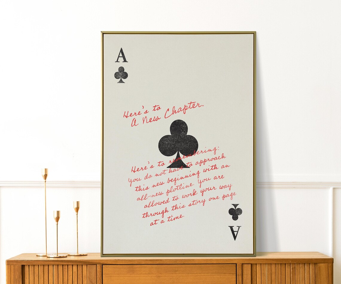 Heres To A New Chapter Black Ace Of Clubs Affirmation Wall Art Print Poster - Image 2