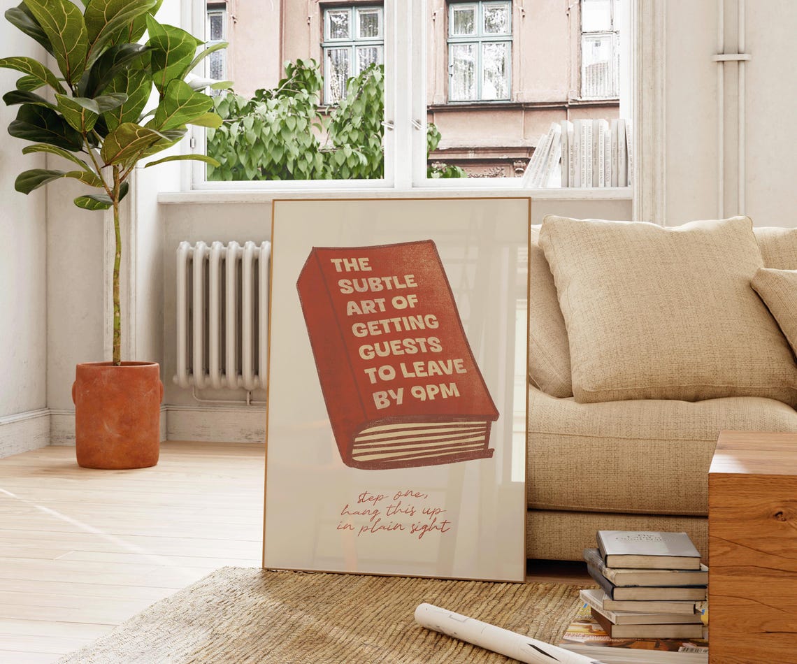 The Subtle Art Of Getting Guests To Leave By 9PM Red Funny Book Print - Image 2