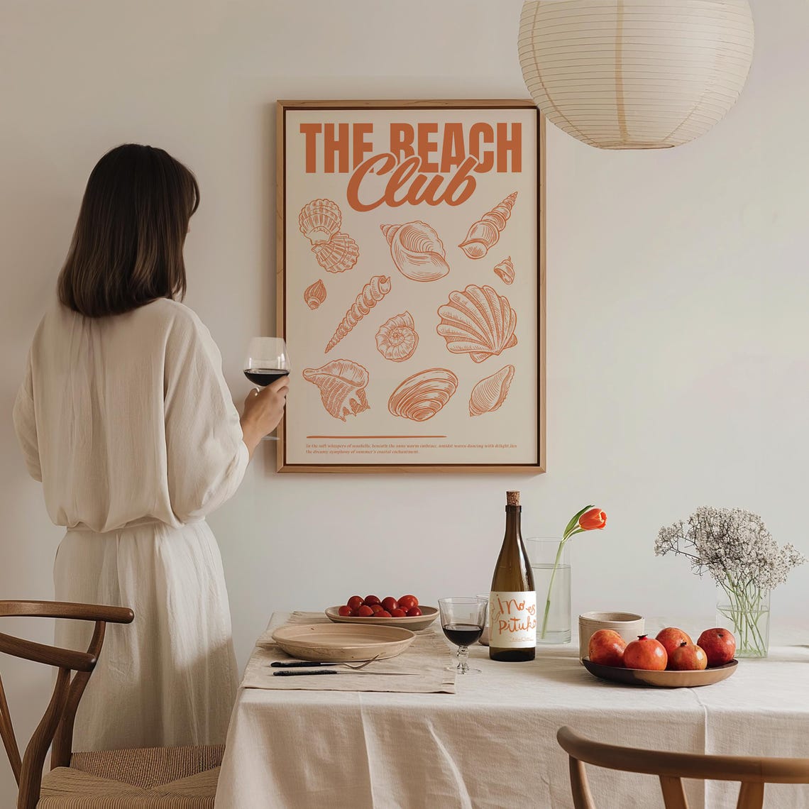 The Beach Club Retro Terracotta Orange Seashell Illustrations Poster - Image 3