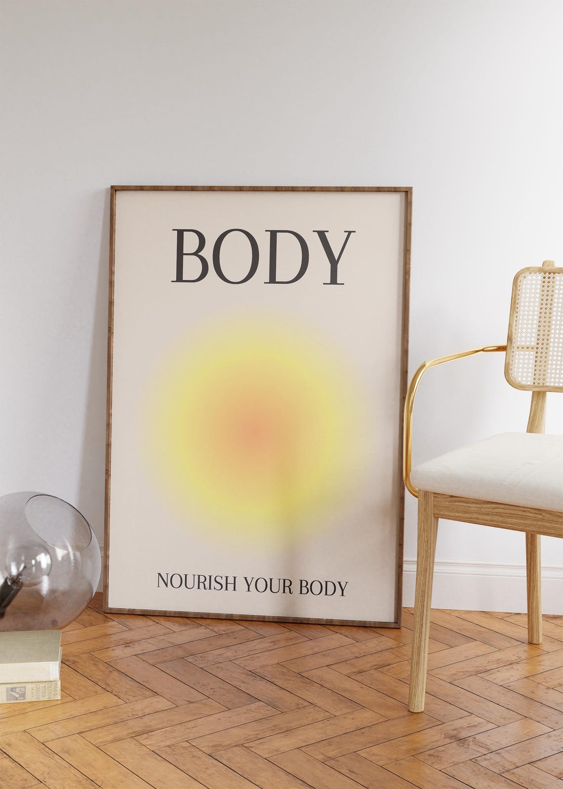 Nourish Your Body Yellow Aura Minimalist Wellness Affirmation Poster - Image 2