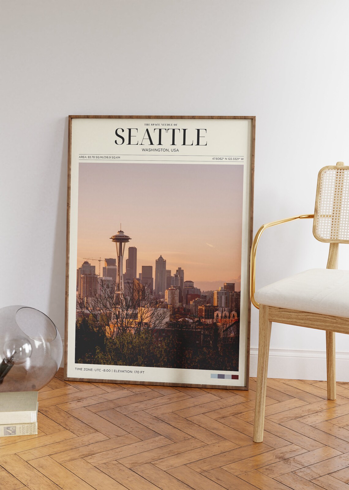 Seattle Space Needle Skyline Sunset Panorama Washington Travel Poster - Image 2