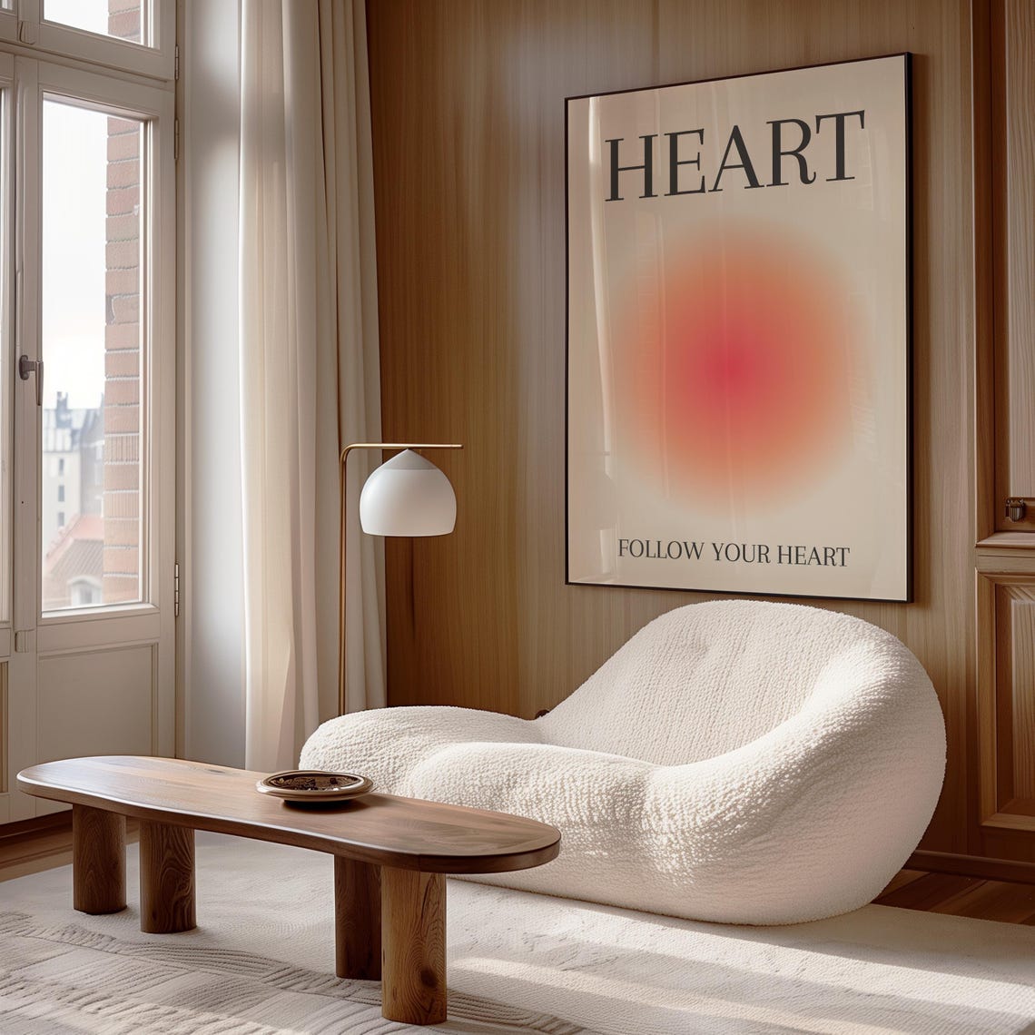Follow Your Heart Coral Aura Minimalist Self Love Affirmation Poster - Image 4