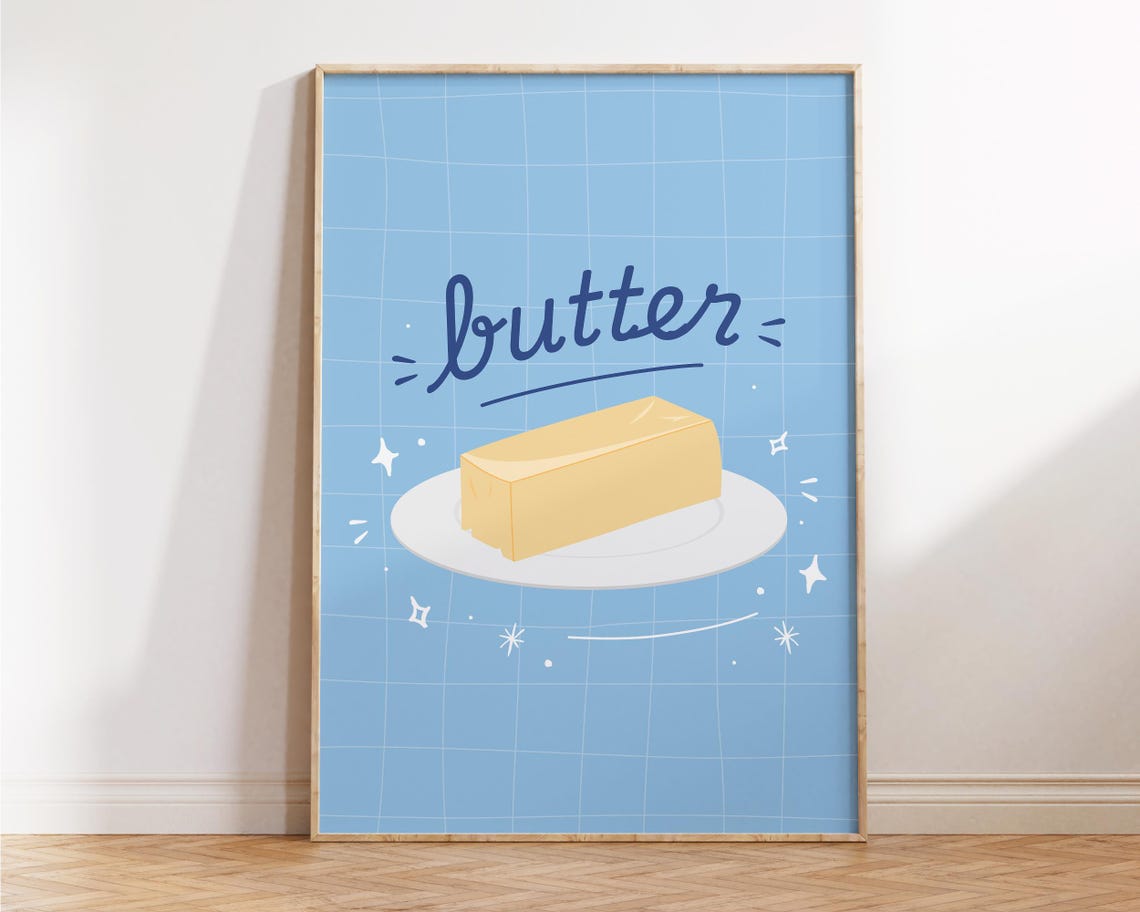 Butter Prints Cute Butter Art Kitchen Wall Art Aesthetic Kitchen Decor Fun Kitchen Print Trendy Kitchen Poster Preppy Apartment Decor - Image 3
