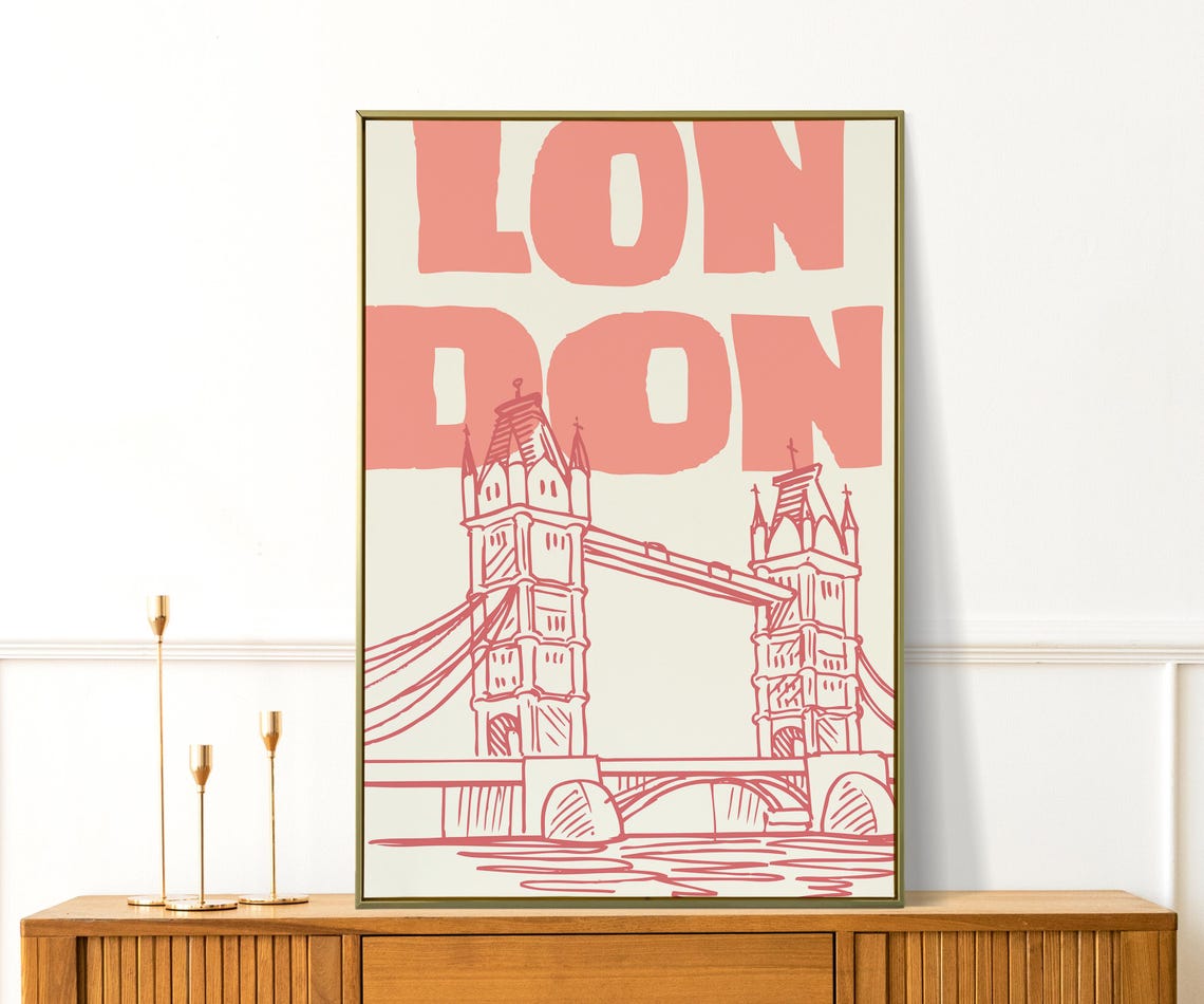 Retro London Wall Art Trendy London Bridge Poster Aesthetic Travel Wall Art For Living Room Apartment Decor Cute Travel Poster - Image 2