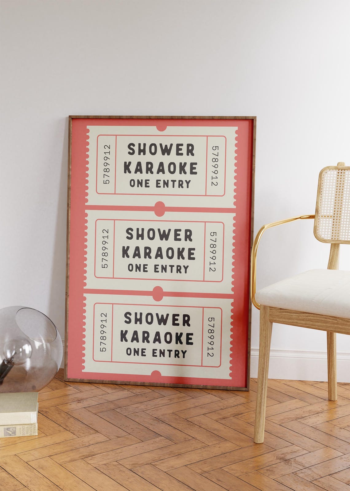 Shower Karaoke Ticket Print Bathroom Decor Aesthetic Shower Singing Poster Retro Preppy Bathroom Art Cute Wall Art