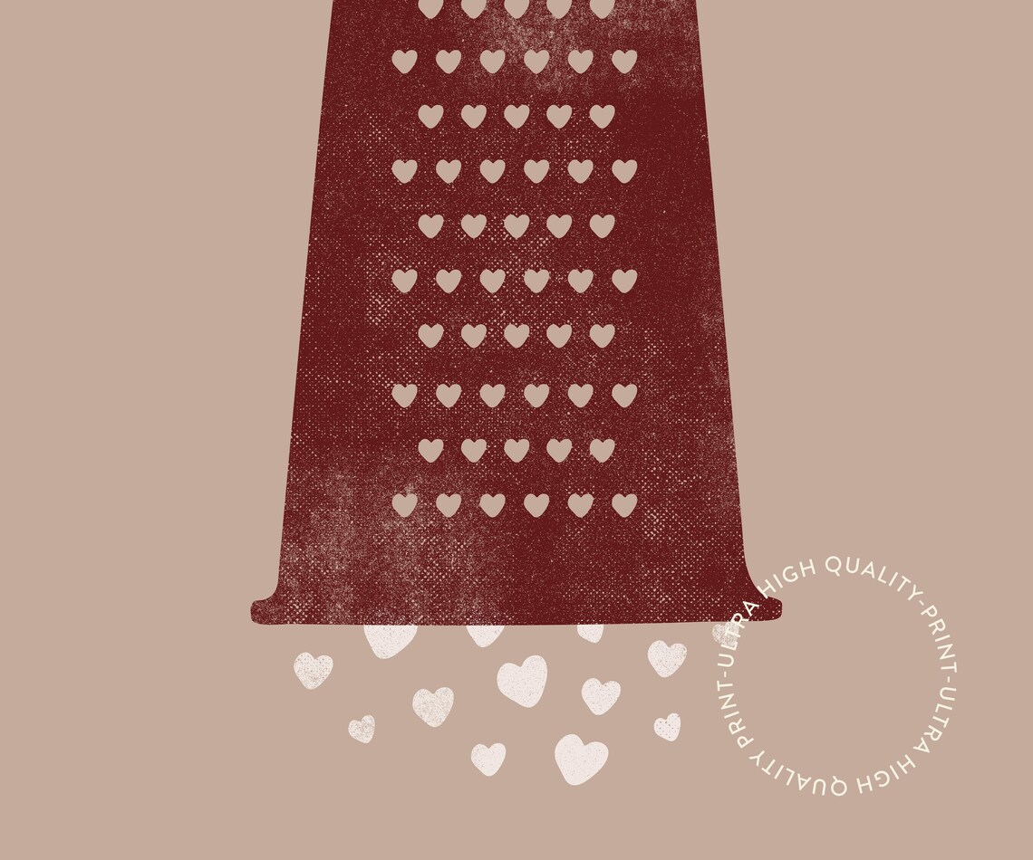 Grate Love Cheese Grater Hearts Pun Funny Red Beige Valentine Poster - Image 5