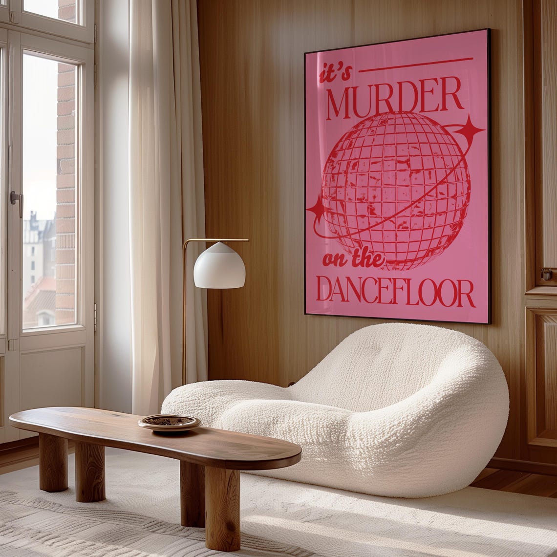 It's Murder On The Dancefloor Pink Disco Ball Retro Party Decor Poster - Image 3