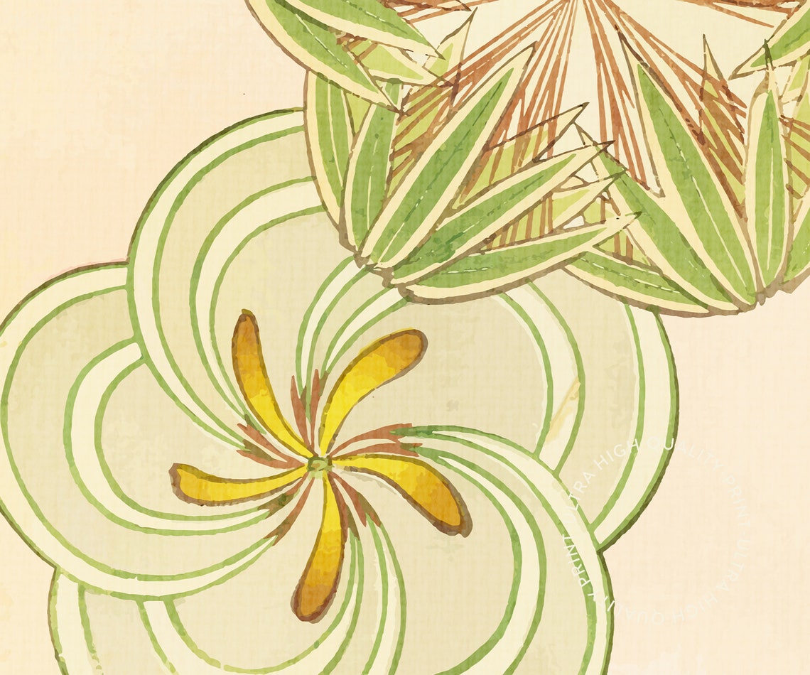 Korin Furuya Print Bijutsukai Green Japanese Flower Print Japanese Wall Art Large Japanese Art For Living Room Flower Prints - Image 5