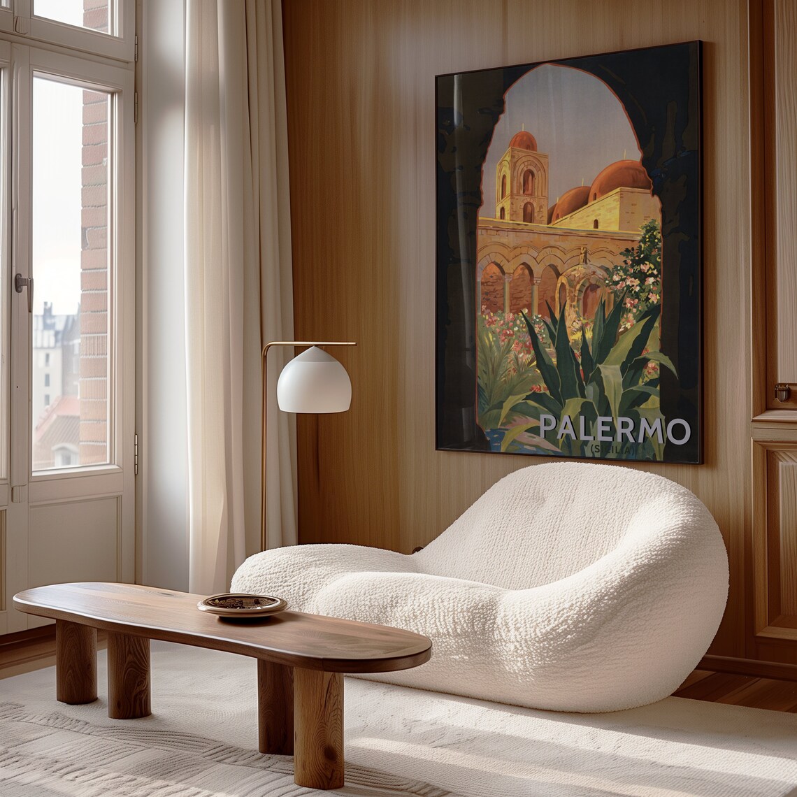 Palermo Sicily Italy Vintage Travel Poster Red Domes Garden Wall Art - Image 4
