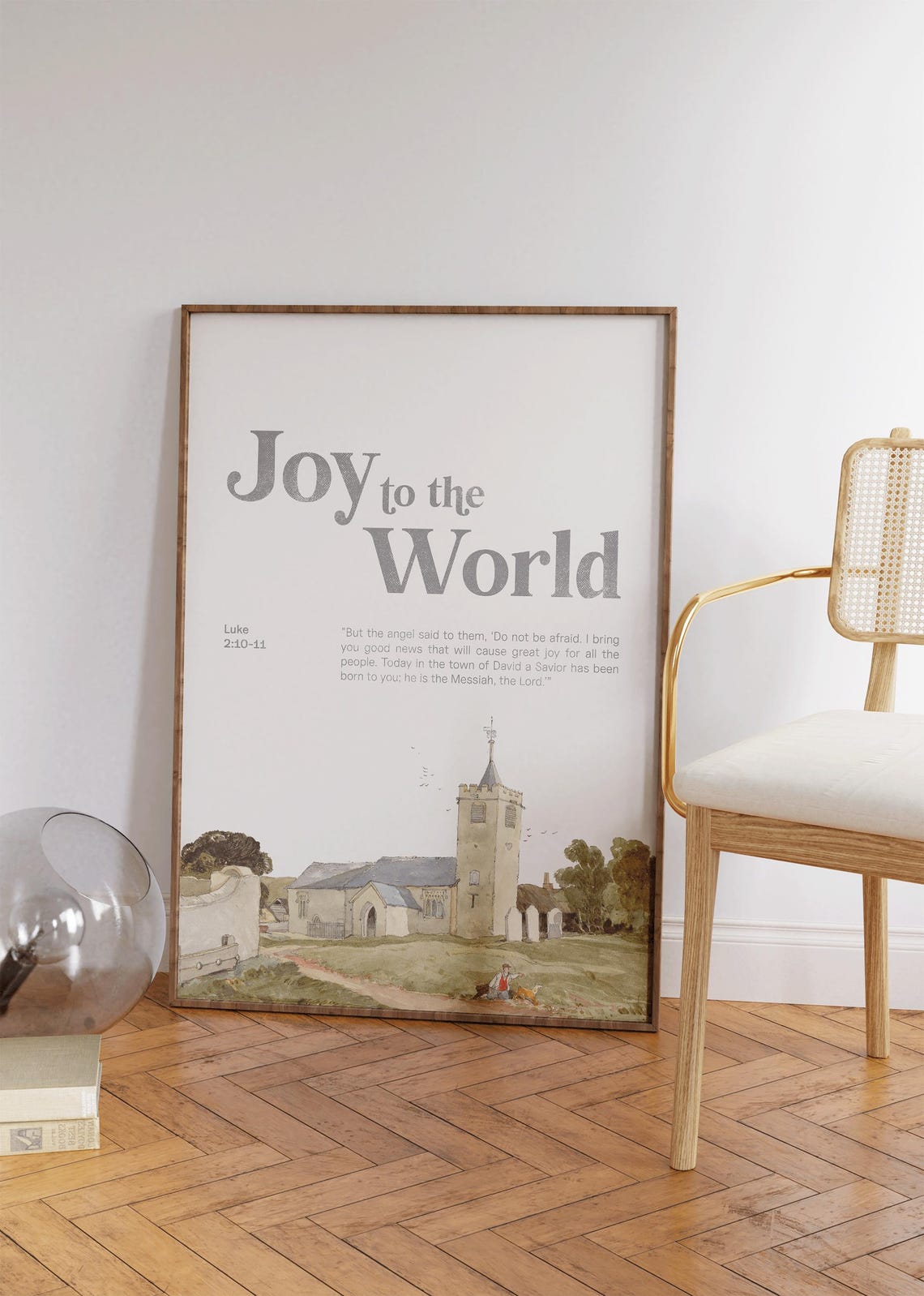 Joy To The World Luke Christmas Scripture Watercolor Church Wall Art - Image 3