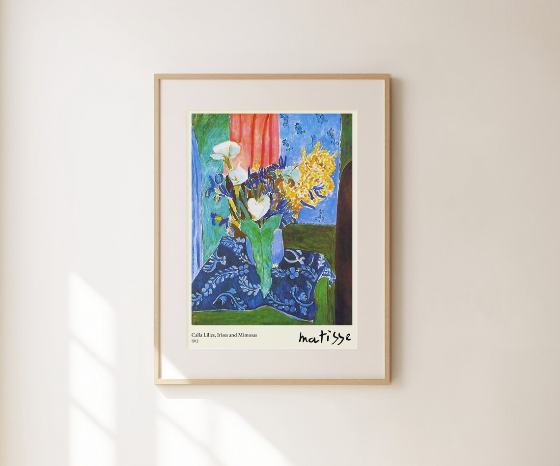 Henri Matisse Calla Lilies Irises And Mimosas 1913 Blue Floral Art Print - Image 2