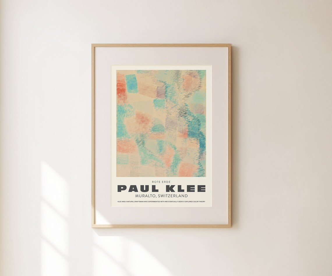 Paul Klee Rote Erde Pastel Abstract Geometric Teal Coral Art Print - Image 3