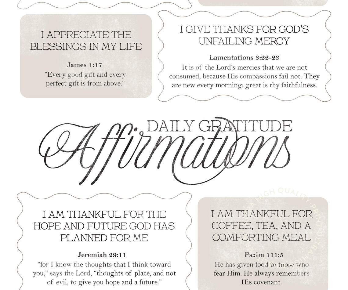 Daily Gratitude Affirmations Bible Verses Christian Faith Wall Art Poster - Image 5