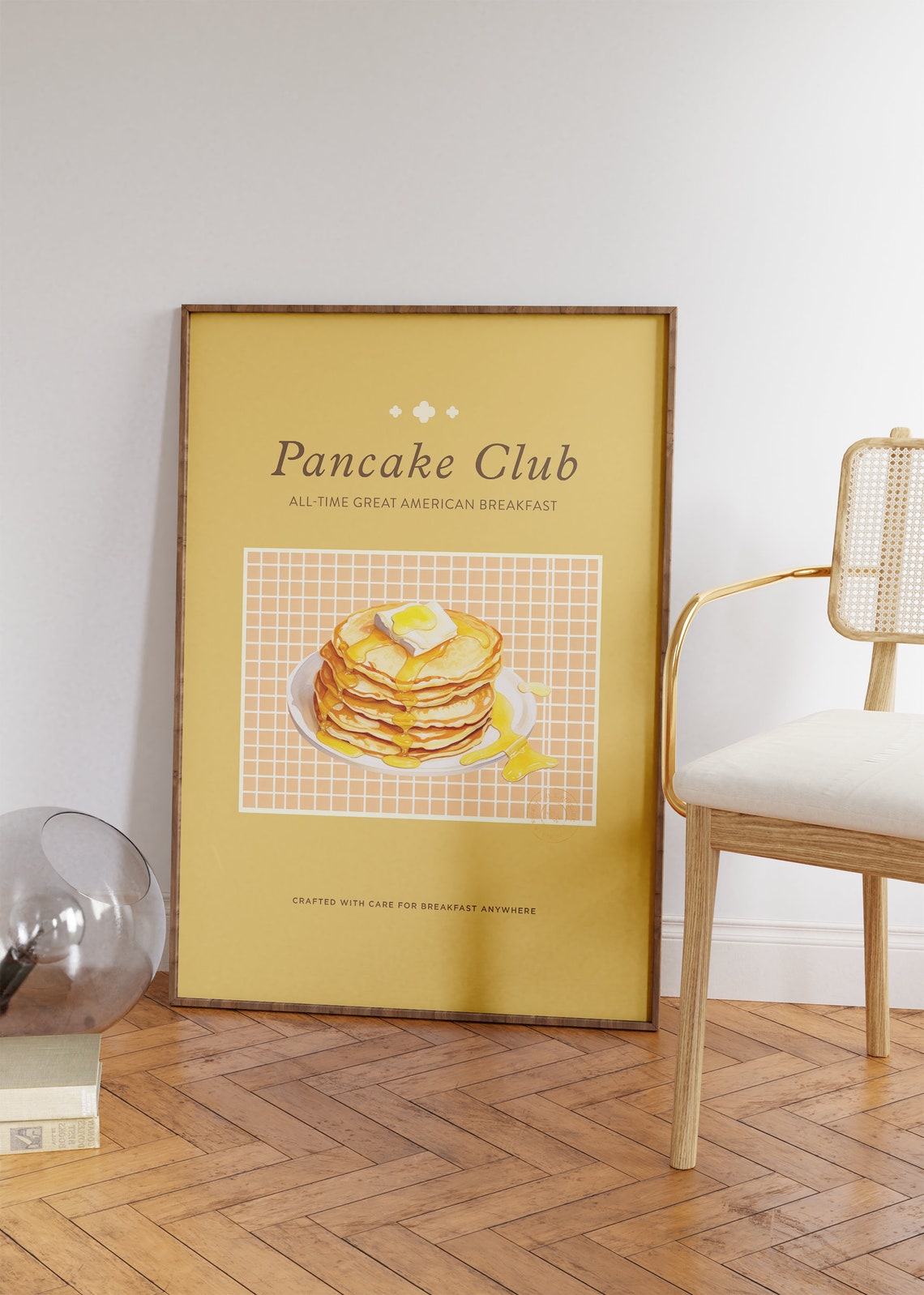 Pancake Club American Breakfast Stack Retro Yellow Kitchen Food Poster - Image 2