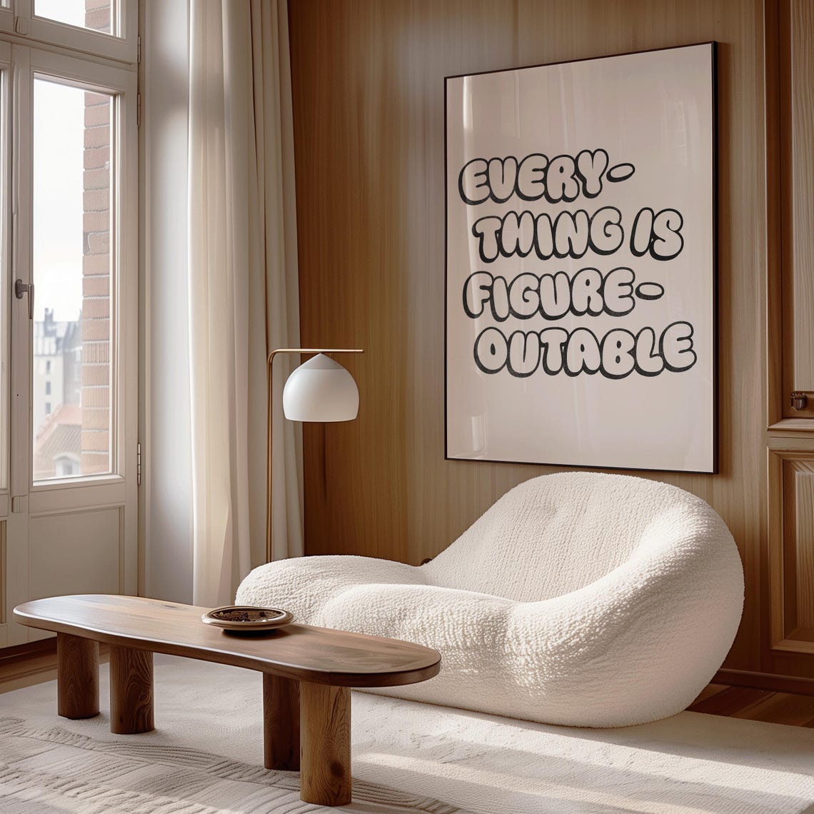 Everything Is Figureoutable Black Bubble Letters Minimal Quote Art - Image 3