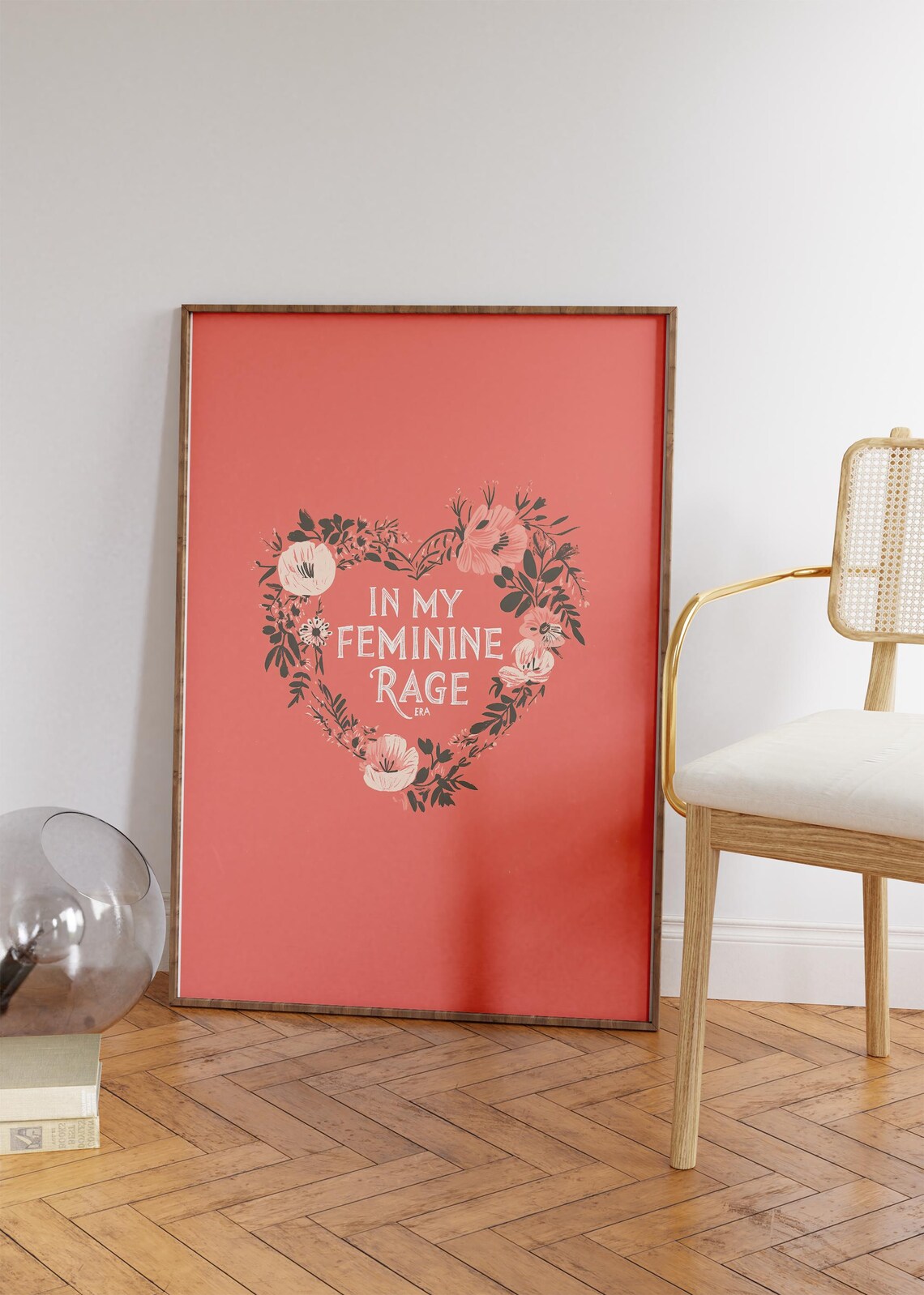 In My Feminine Rage Era Floral Heart Pink Feminist Quote Poster - Image 4