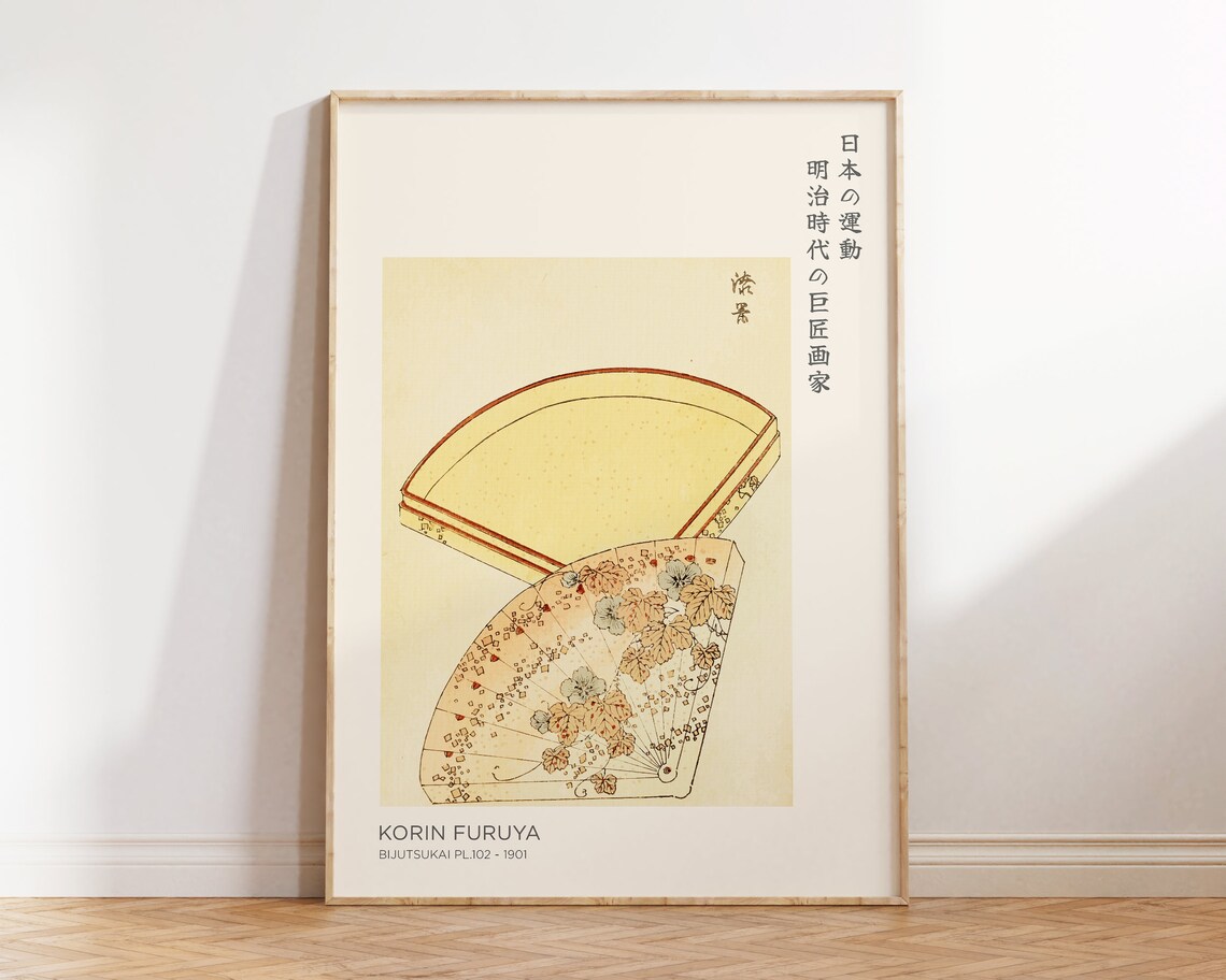 Korin Furuya Bijutsukai Folding Fans 1901 Japanese Woodblock Art Print