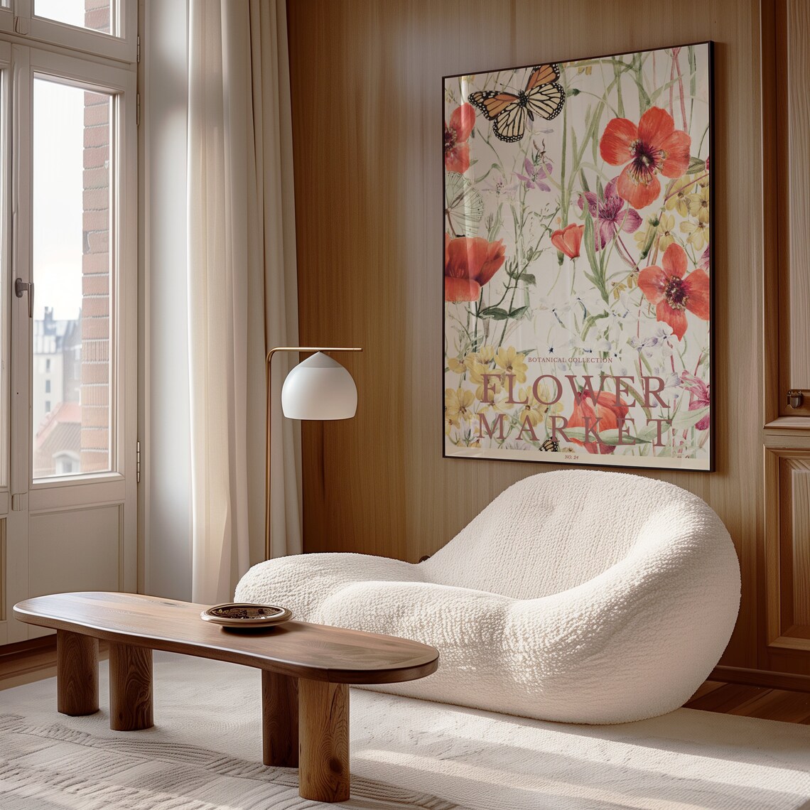 Flower Market No 24 Red Poppies Monarch Butterfly Botanical Wall Art - Image 4