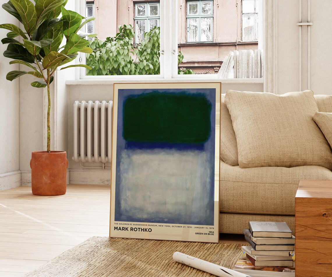 Mark Rothko Green on Blue 1954 Abstract Color Field Art Poster - Image 2