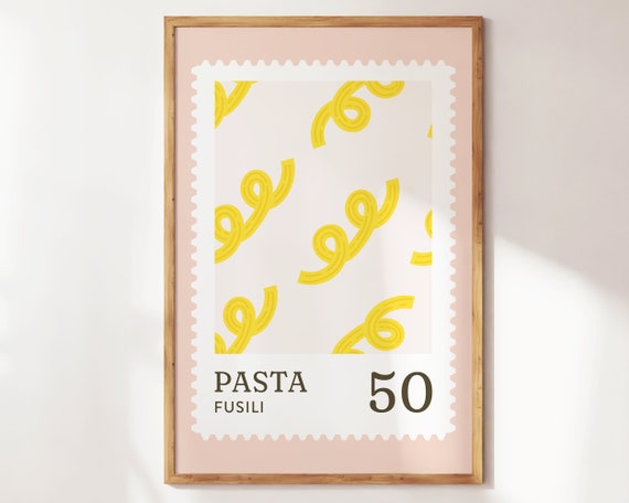 Kitchen Print Pasta Fusili Wall Art Modern Food Poster Pink Cute Kitchen Wall Art Cute Modern Art For Italian Home And Birthday Gifts