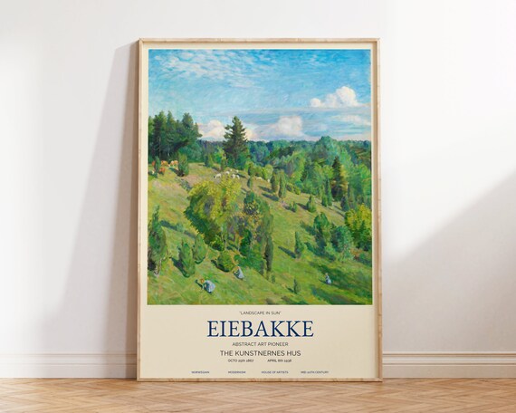 Eiebakke Landscape In Sun Green Hills Vintage Impressionist Art Poster